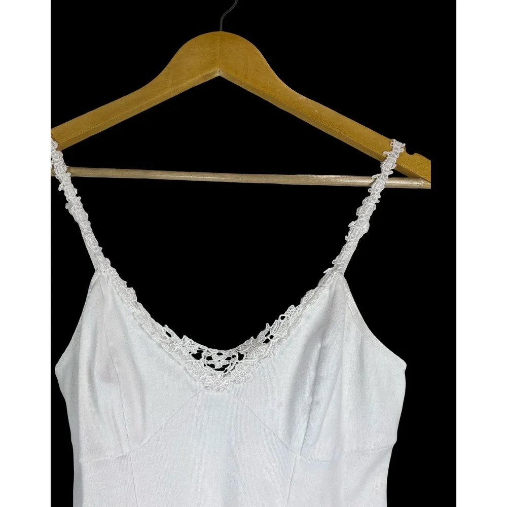 Vintage 90's Victorias Secret White Cotton Lace Trim Slip Dress Chemise S USA - Picture 7 of 8